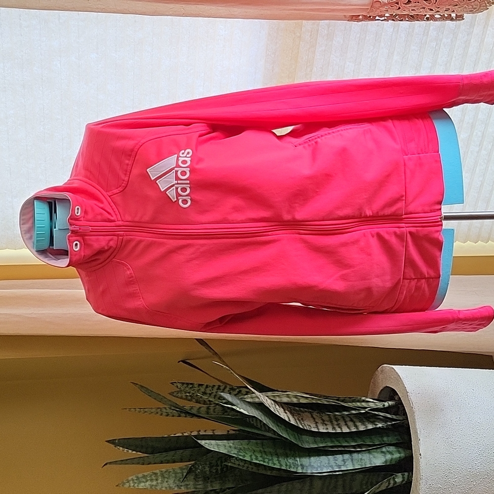 Adida's EUC women's coral zip front jogger jacket with pockets size M
